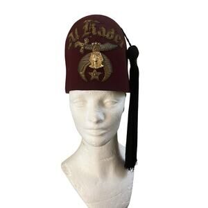 Vintage Al Kader Shriners Fez Hat – Frank T. Robbins – Size 6 7/8